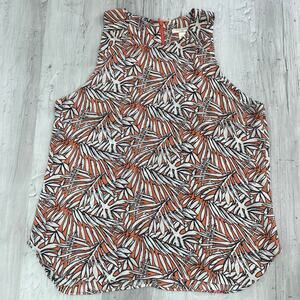 Saint Tropez West Sleeveless Tropical Flowy Vacation Summer Resort Blouse Large